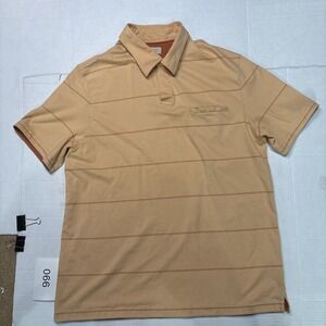 Banana Republic Polo XL Fitted Pima Tan Stripe Chest Pocket Casual Shirt